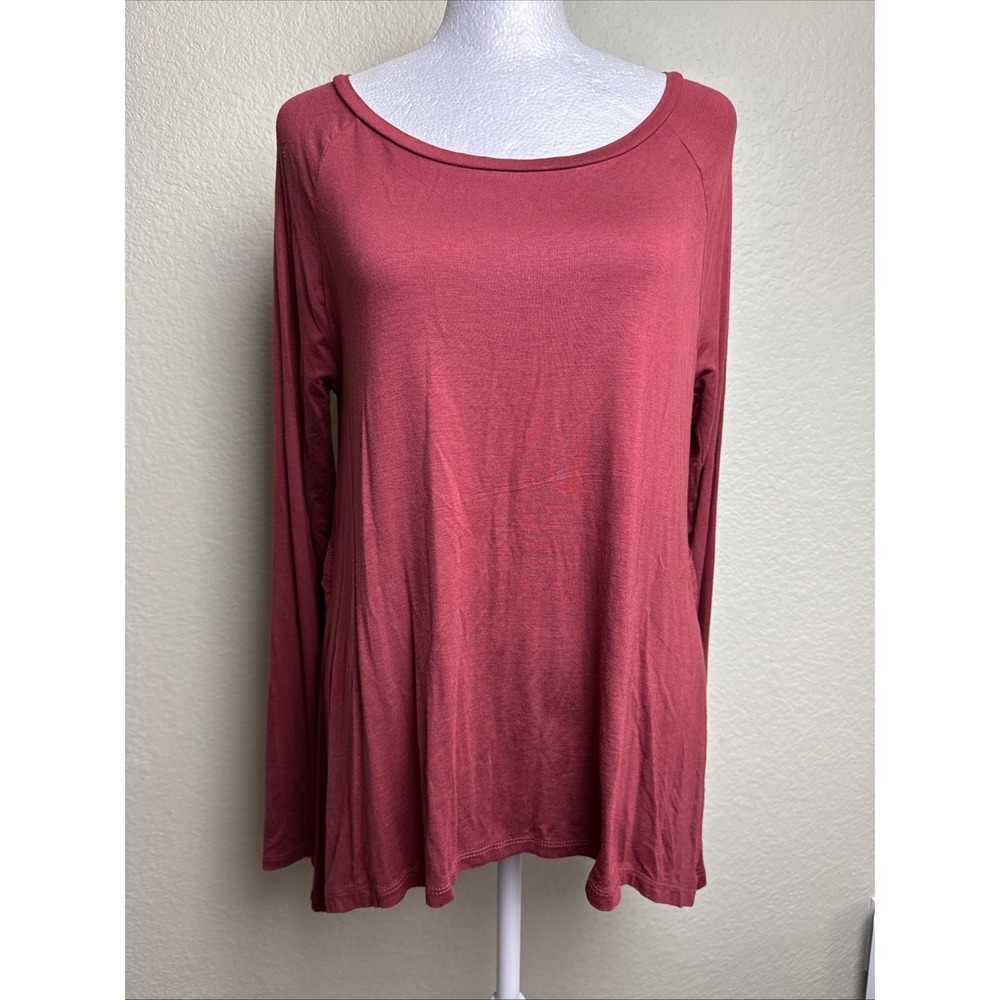 Cloud Chaser Tunic Top Women M Pink Embroidered Back Rayon Long Sleeve Babydoll